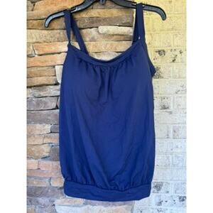 Lands End Tankini Top-Size 12DDD-Blue Blouson Swim Top Adjustable